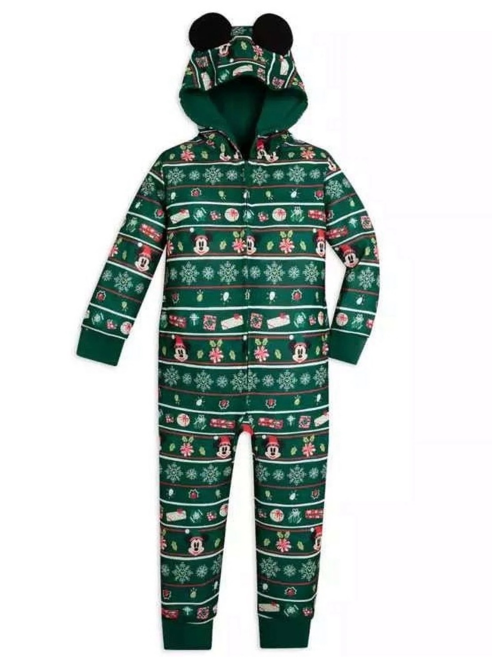 Disney Holiday Mickey and Minnie One-Piece Hooded Pajamas - Kids Size 11/12